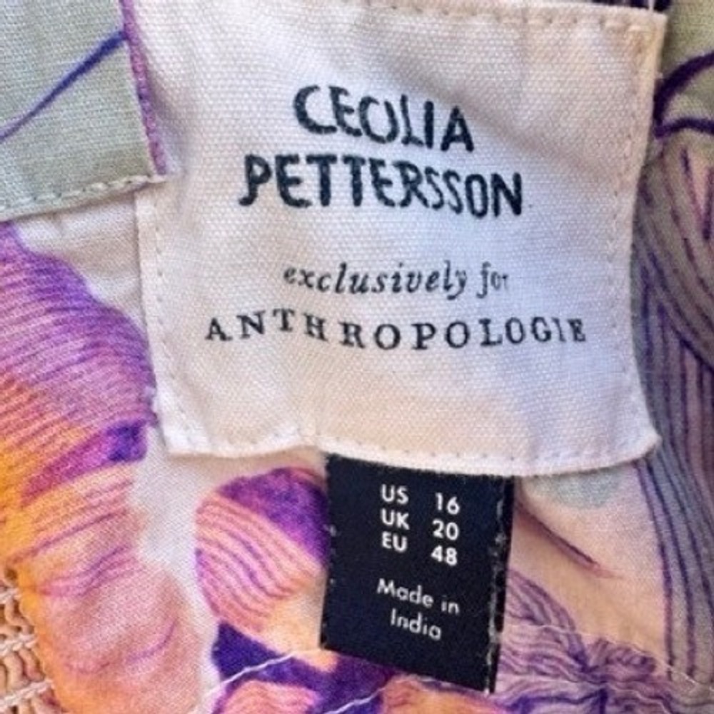 Cecilia Pettersson Anthropologie Vibrant Floral Sleeveless Midi Dress SZ 16 - Picture 5 of 9